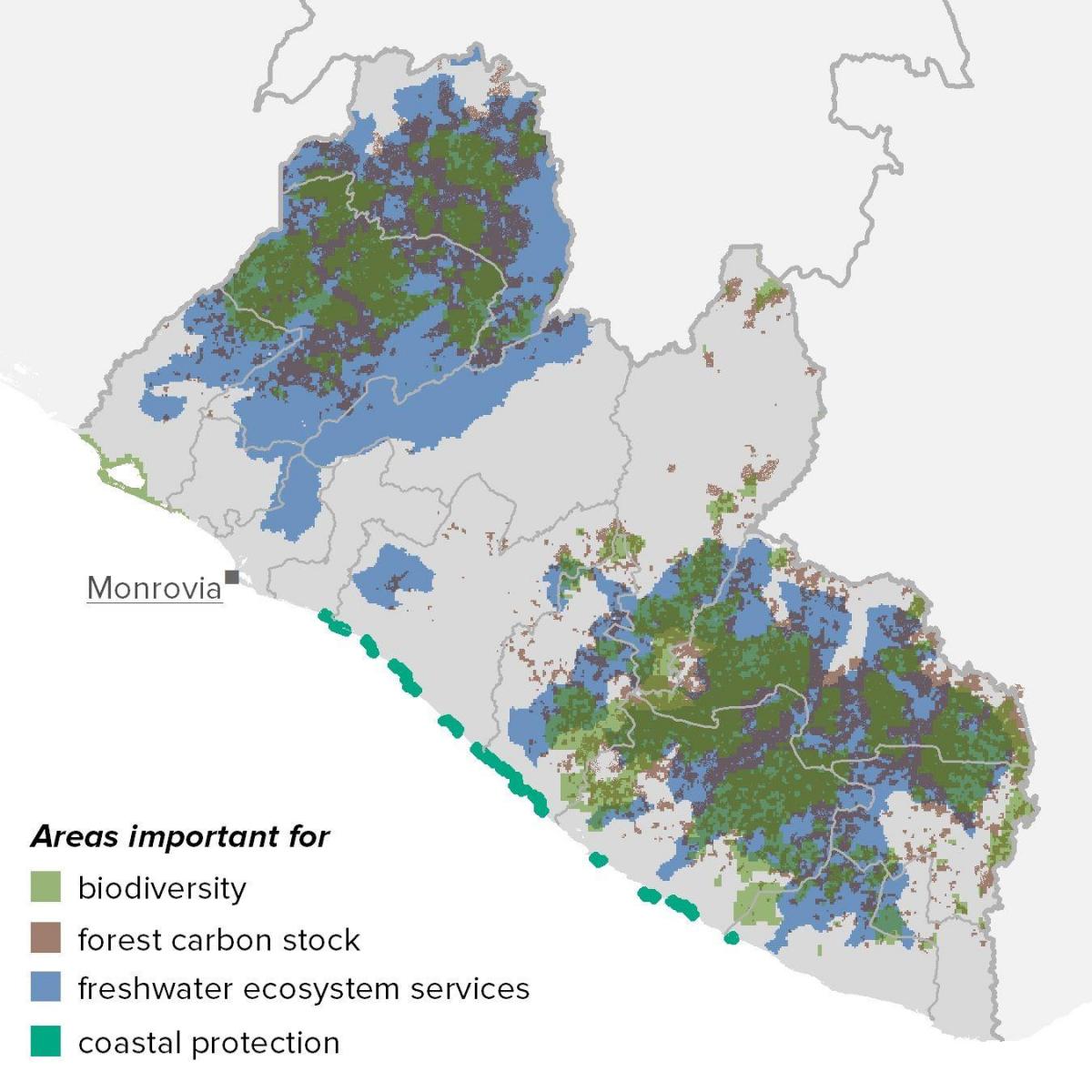 карта Либерии природных ресурсов
