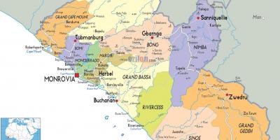 Карта страны Либерия 