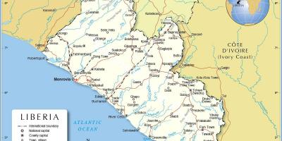 Карта Либерии Западной Африке